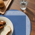 thumbnail image 3 of Dark Blue Greek Key Round 13 Inch Placemats Set of 6, Geometric Greece Ancient Farmhouse Geo HeatResistant Non Slip Place Mats for Dining Table, Wipeable Braided Kitchen Table Mats for Housewarming, 3 of 9