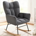 thumbnail image 4 of LOGYAT Nursery Rocking Chair, Upholstered Glider Rocker, 440 Lb Capacity Safety Anti Tip Design, High Backrest Deep Seat Padded Cotton for Bedroom Living Room,Gray, 4 of 8