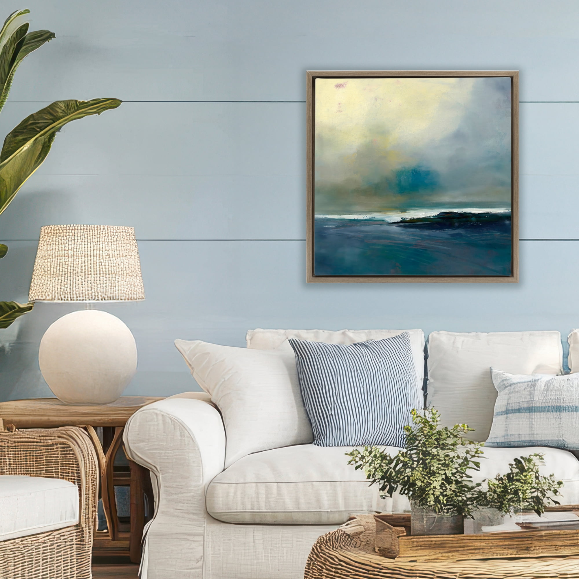 Stupell Industries Channeling Calm Horizon Brown Framed Floater Canvas Wall Art, design by Patrick Dennis