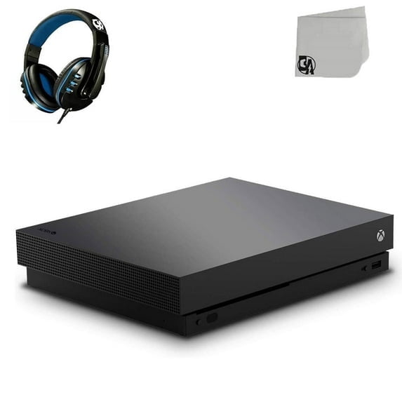 Pre-Owned Microsoft Xbox One X 1TB, 4K Ultra HD Black Console Only with Headset BOLT AXTION Bundle