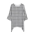 thumbnail image 4 of Miluxas Women's Summer Casual Crewneck Batwing 3/4 Sleeve T-Shirts Plaid Printed Loose Fit Cute Basic Tops Tees Blouses Black L(L), 4 of 5