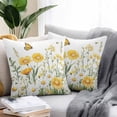 thumbnail image 3 of Outdoor Pillow Cover Yellow White Daisy Set of 2 Waterproof Throw Pillowcases Floral Butterfly Leaves Decorative Patio Furniture Pillows for Couch Garden Indoor & Outdoor Use, 3 of 9