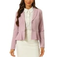 thumbnail image 1 of Blazer corto de trabajo INSPIRE CHIC para mujer con cuello de solapa, manga larga, volantes, chaqueta casual de oficina XL rosa, 1 of 6