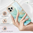 thumbnail image 2 of SaniMore for iPhone 14 Pro 6.1" 2022 Case with Wireless Charging Shockproof TPU Backplane Glitter Marble Fashion Design Anti-drop Anti-fingerprint Skin-feel Cover For iPhone 14 Pro, Green, 2 of 5