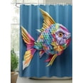 thumbnail image 2 of Fish Scales Paper Shower Curtain, Eyes Tail Mouth Fins Overlay Waterproof Shower Curtain Set with 12 Hooks Lightweight Washable Fabric Shower Curtains for Bathroom 60x72 Inches, 2 of 6