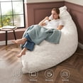 thumbnail image 6 of Congermom 4 in 1 Bean Bag Chair, Giant Memory Foam Filling Bean Bag Sofa, Adult Bean Bag Chair, Machine Washable Faux Fur Cover, Bean Bag for Adult (White), 6 of 9