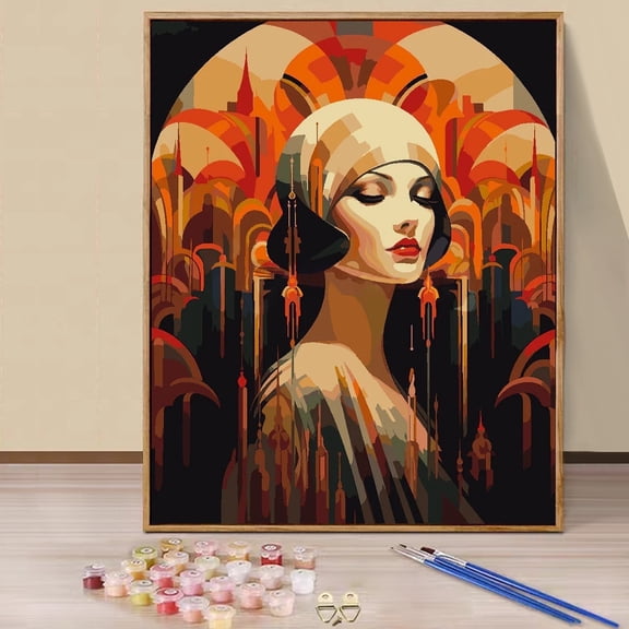 JYLMOOD Paint by Numbers Kit for Adults Beginner, Easy DIY Oil Painting Kits On Canvas for Gift Home Wall Decor 16x20 Inch Without Frame - Lady