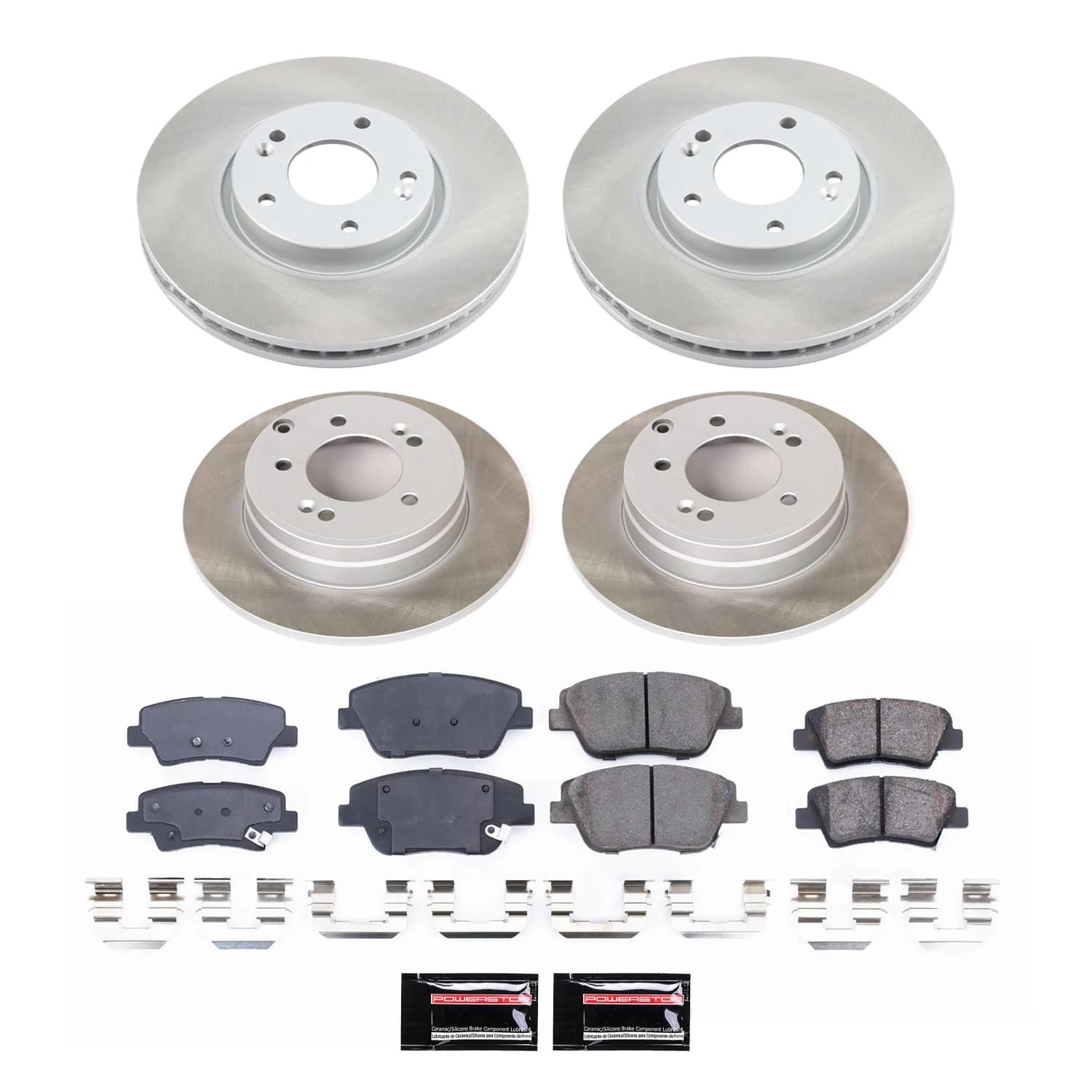 PowerStop Front and Rear Semi-Coated Rotor and Low-Dust Ceramic Brake Pad Kit SC5376