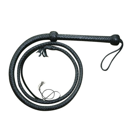 06 feet long 08 plait Genuine Real Leather Bull Whip Heavy duty Bullwhip Black