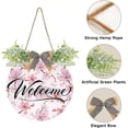 thumbnail image 2 of Coolnut Flower Welcome Sign for Front Door, Rustic Wooden Wall Sign with Artificial Leaves for Home Farmhouse Porch, 12" Round Home Decor, 2 of 7