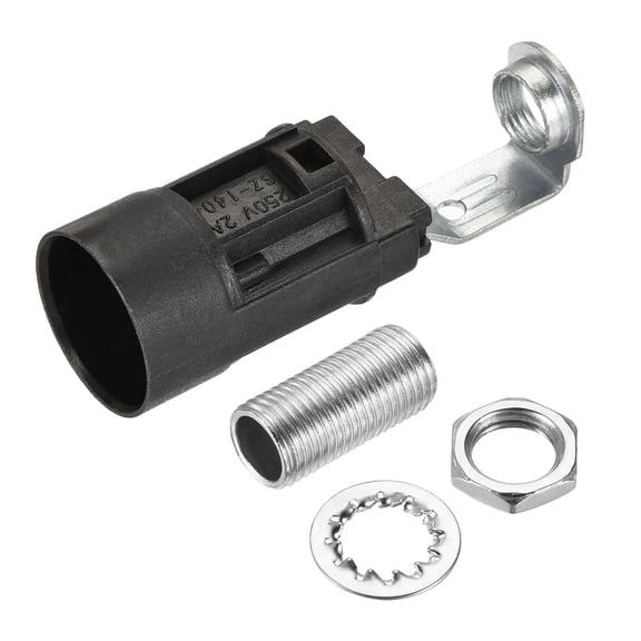 Uxcell E14 Bulb Socket Plastic Lamp Holder Black 23x65mm with M10 Threaded Lamp Pipe Nut for E14 Bulb, Pack of 6