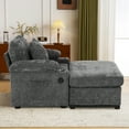 thumbnail image 3 of NEW Modern Oversized Chair with Ottoman,Chenille Fabric Sofa Bed,Accent Chair Comfy Sofa with Cupholders and USB Charging Ports Chair for Living Room,Bedroom,Apartment, 3 of 8