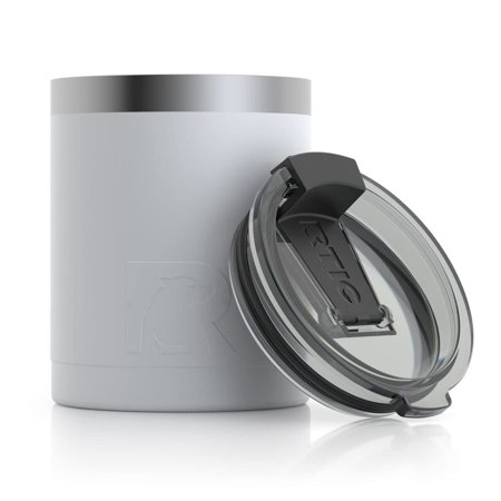 RTIC Lowball Tumbler with Splash Proof Lid 12 oz White Insulated Travel Stainless Steel Coffee Mug Sweat Proof Keeps Hot & Cold Longer