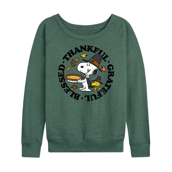 Peanuts - Thankful Grateful Blessed - Women's Lightweight French Terry Long Sleeve Shirt