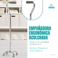 thumbnail image 4 of Bastón 4 Apoyos con Base Corta Altura Ajustable Fabricado en Aluminio Empuñadura Acojinada (para Uso Izquierdo O Derecho) Soporta hasta 120 Kg (Cromado), 4 of 10