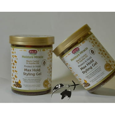 African Pride Moisture Miracle Max Hold Styling Gel with Black Castor Oil& Jojoba Oil - 18 fl oz (Pack of 2)