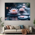 thumbnail image 6 of Mudket Pink Lotus Flower on Zen Stones Canvas Wall Art, Floral Botanical Wall Decor, Framed Ready to Hang Artwork for Living Room Bedroom Bathroom Spa - 12"L x 8"W, 6 of 10
