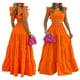 thumbnail image 2 of Conjunto de 2 Piezas para Mujer: Top Corto con Tirantes Finos y Falda Larga con Volantes y Cintura Fruncida Naranja XXXL, 2 of 6