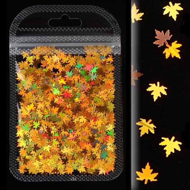 Hoja de arce copos de brillantina para diseño de uñas holográfica lentejuelas para artesanías arte de uñas Deco decoración kawaii dijes para uñas Accesorios