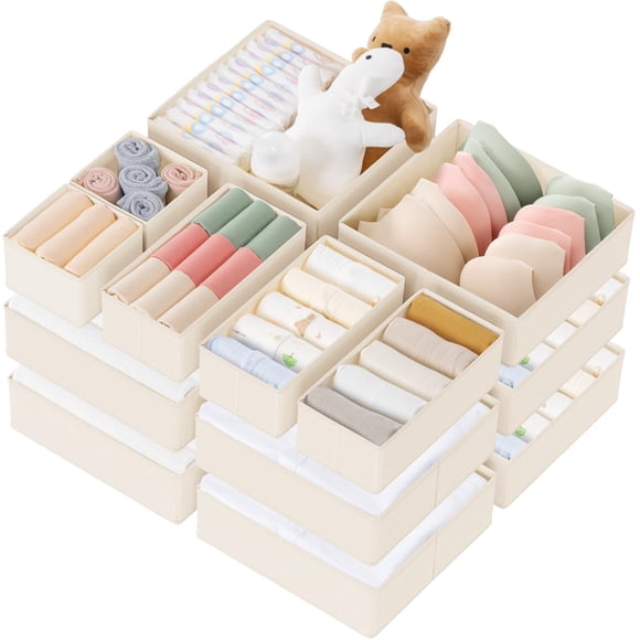 Organizador de cajones Criusia Clothes, paquete de 21 unidades, para bebé, color beige