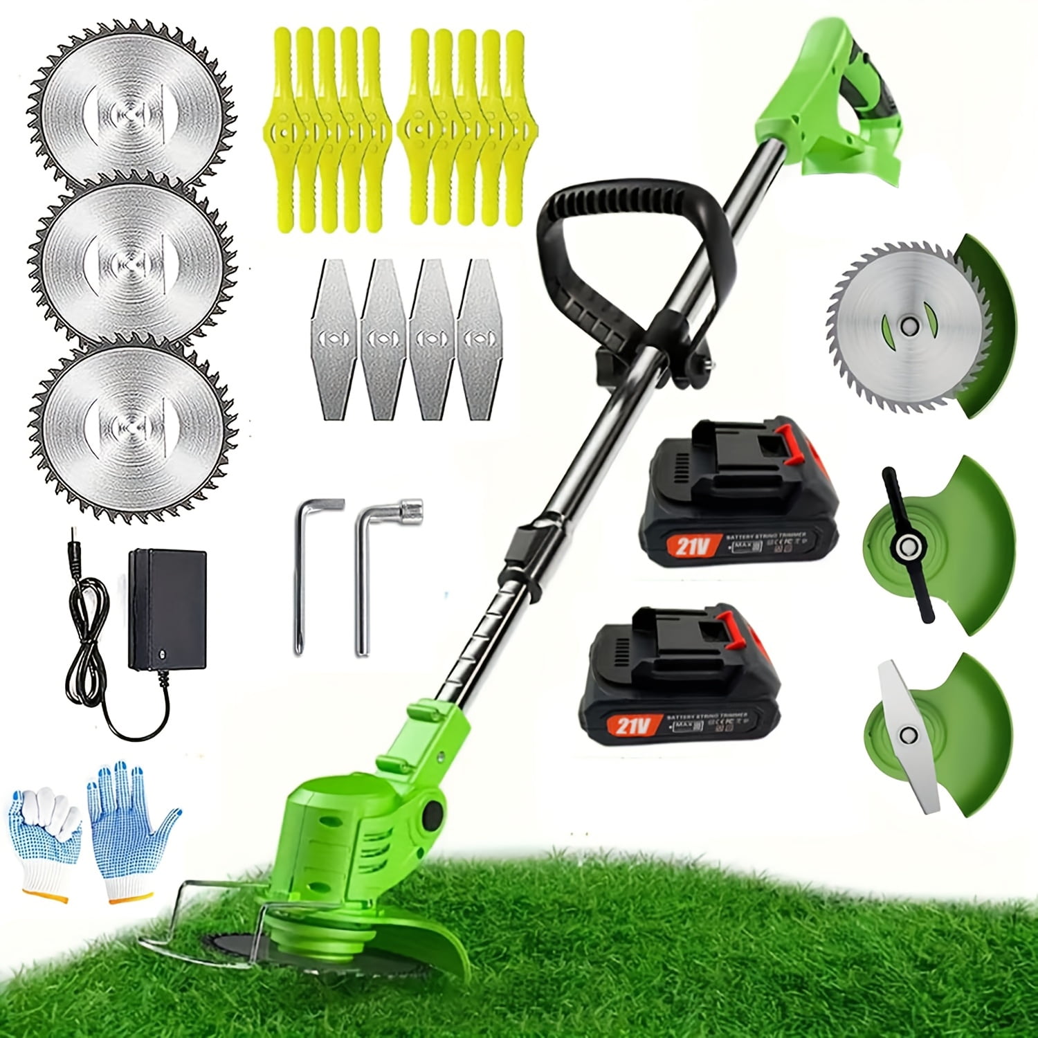 Compact Cordless Electric Lawn Mower Dual Lithium Batteries 3 Blades Handheld Weed Wacker for Yard Garden Maintenance