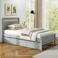 thumbnail image 6 of Costway Twin Size Platform Bed with Trundle Pull-out Trundle Headboard & Footboard Gray, 6 of 10
