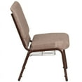 thumbnail image 3 of (10 PACK) 18.5'' Wide Beige Fabric Church Chair with Book Rack and Copper Vein Frame - Multipurpose Stackable Office Side Chair, 3 of 7