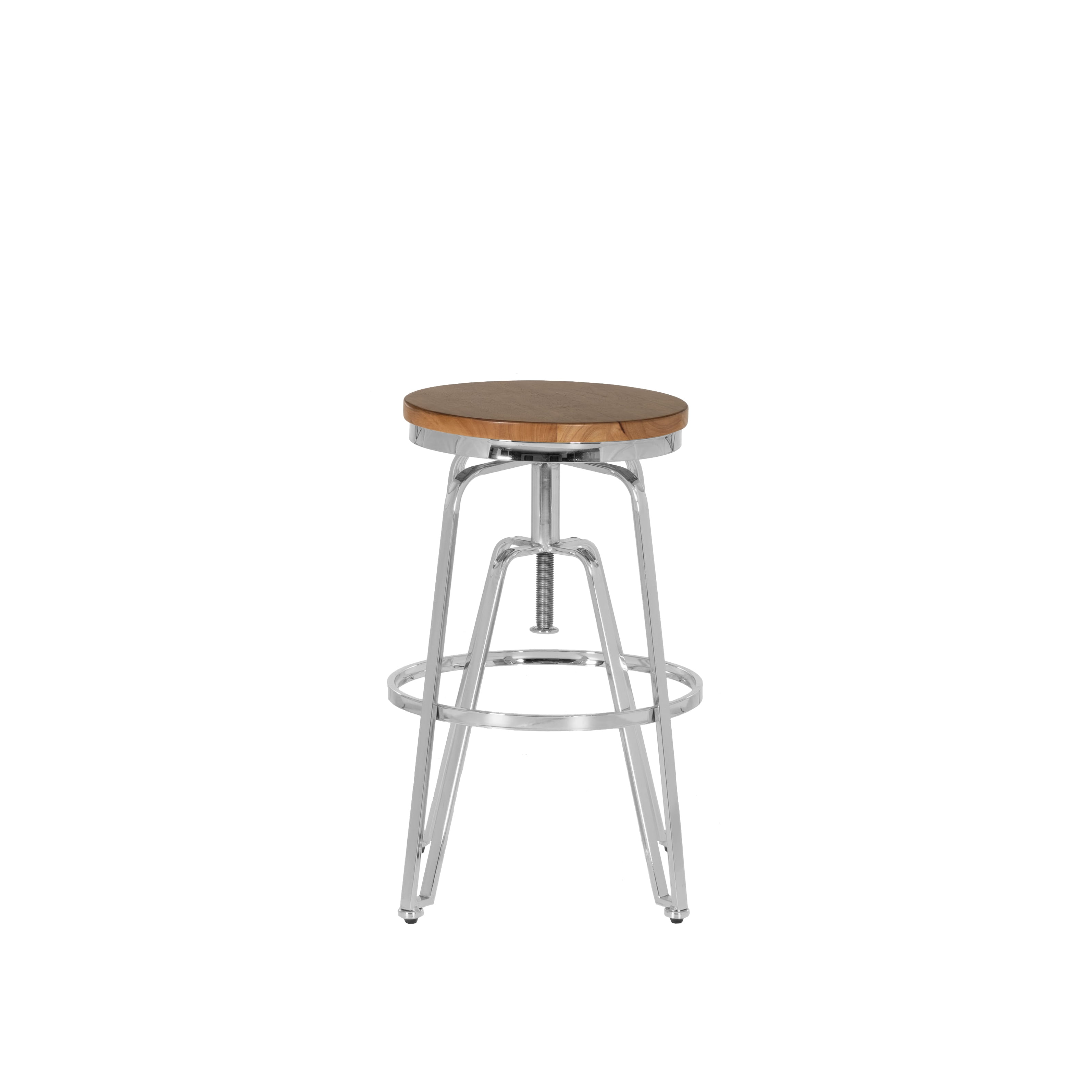 Linon Farhart Backless Bar Stool with Adjustable Height & Swivel, Silver