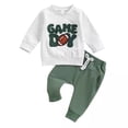 thumbnail image 2 of Boys Clothes Spring Fall Embroidered Letter Football Print Long Sleeve Hoodie Jogger Pants 2 Piece Girls Outfits White 18-24 Months, 2 of 7