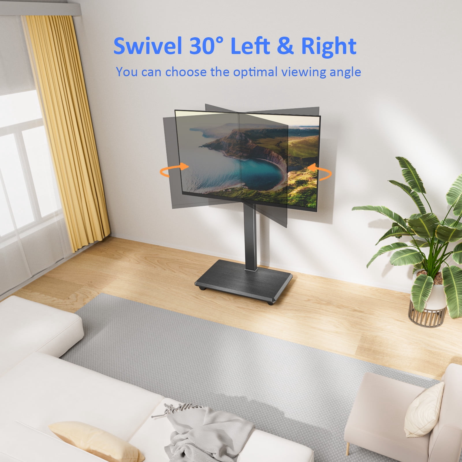 Rolling TV Stand, Portable Mobile TV Stand for 32-75 Inch TVs up to 110 lbs, 18 Adjustable Heights, Max VESA 600x400mm, Rolling TV Cart on Wheels with Mount for Bedroom, Office, Outdoor