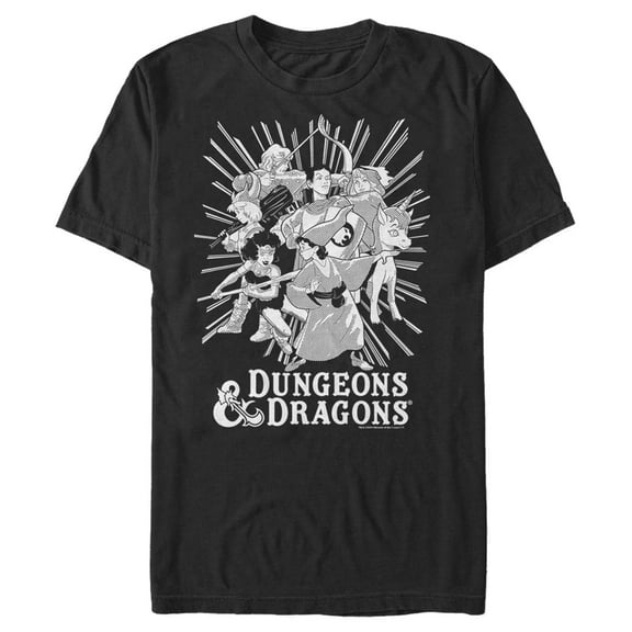 Men's Dungeons & Dragons Fantasy Player Classic Cartoon  Graphic Tee Black Large