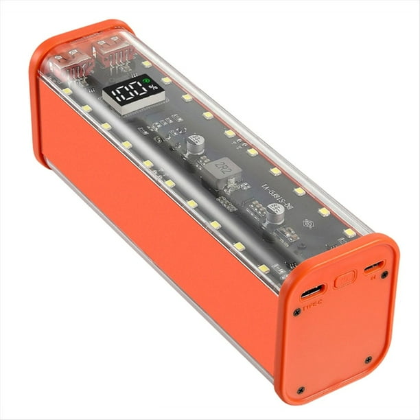 8 Ranuras 18650 Estuche para Banco de Energía DIY Estuche para Banco de Energía de Carga Rápida Pantalla Digital de Gran Capacidad Almacenamiento de Batería Naranja
