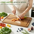 thumbnail image 3 of Kikcoin Acacia Wood Cutting Board, 16"x 10" Solid Cutting Board with Juice Grooves & Side Handles, Natural Wood Chopping Board for Kitchen, Serving Tray, 3 of 9