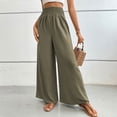 thumbnail image 2 of ABATAB Wide Leg Palazzo Pants for Women Smocked Elastic Waisted Causal Pants Summer for Beach Travel Trousers with Pockets, 2 of 3