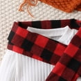 thumbnail image 5 of sususu Toddler Girls Ribbed Knit Top with Plaid Skirt and Scarf Three Piece Outfits Set Long Sleeve Solid Color Casual Wear ,Red,2-3 Years, 5 of 7
