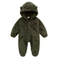 thumbnail image 6 of vdgthytj 2PC Newborn Baby Fleece Outfit Footie Jumpsuit Warm Winter Long Sleeve Zipper Hooded Romper Snowsuit, 6 of 9