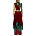 thumbnail image 6 of Aislor Women's Liturgical Praise Dance Outfits Camouflage Print Dress with Wide Leg Pants Worship Dancewear Burgundy L, 6 of 7