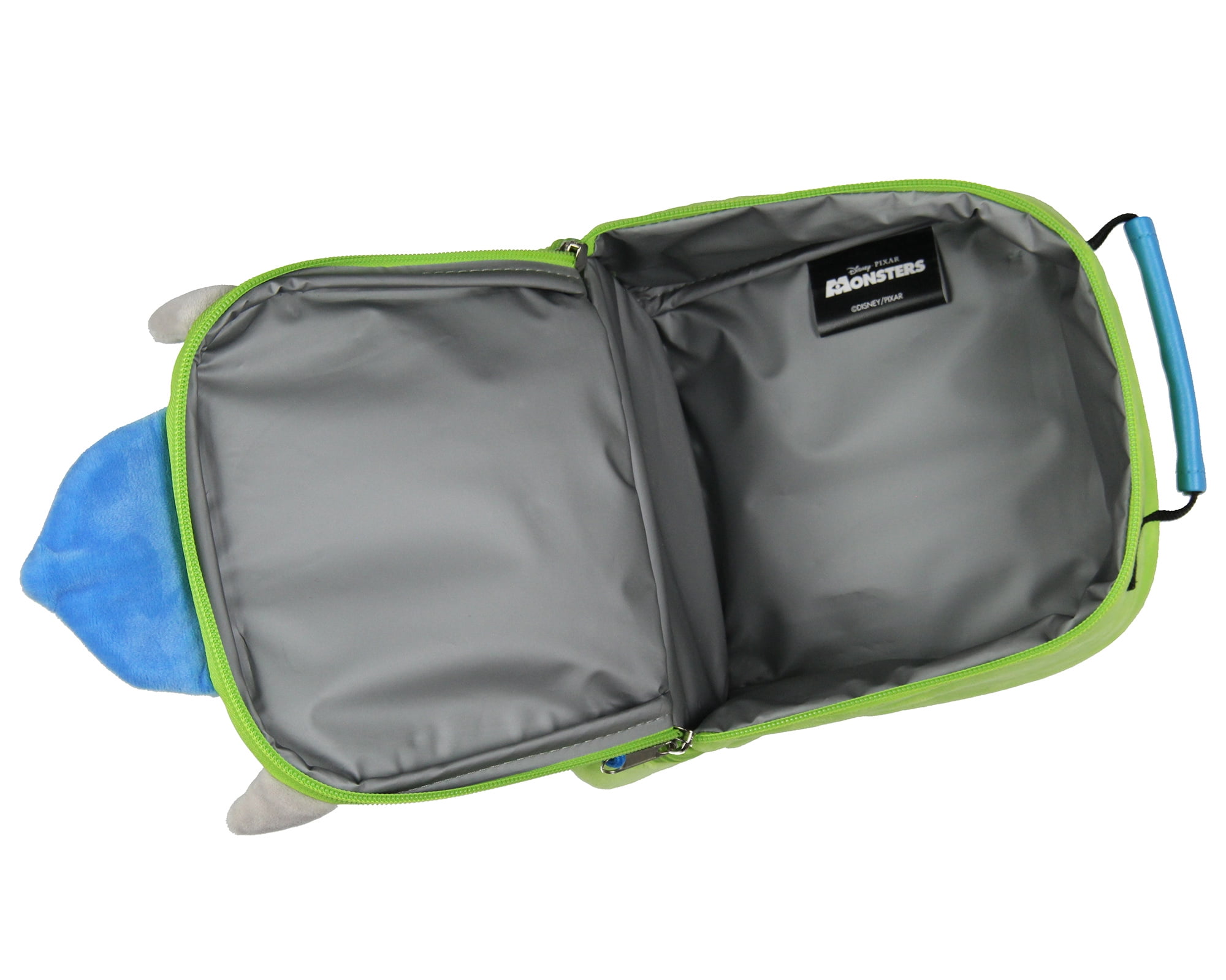 Disney Monsters Inc Lunch Box Mike Wazowski Plush Fuzzy Embroidered Face 3D Ears and Hat Insulated Lunch Bag Tote For Hot And Cold Food 9"