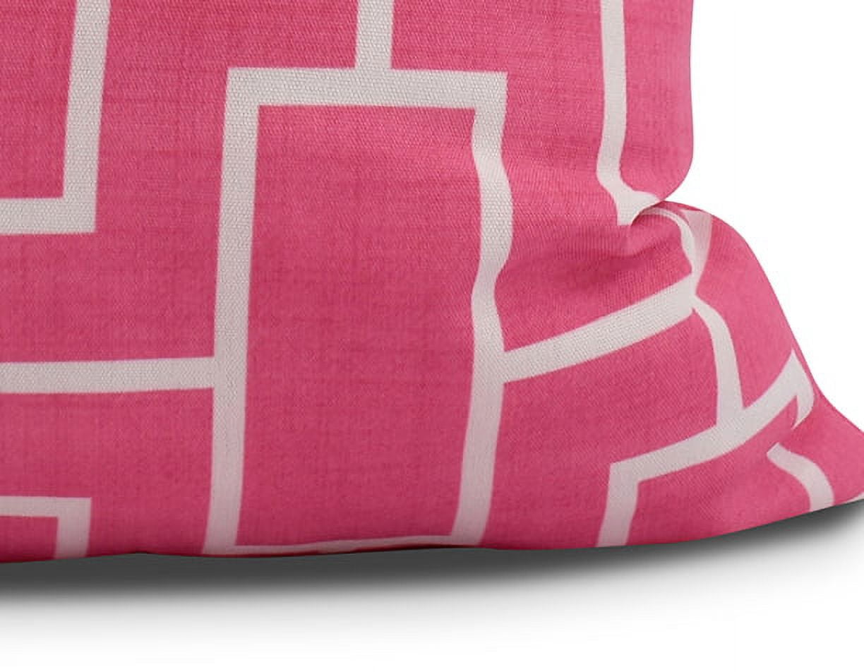 Simply Daisy, 20 x 20 inch, Screen Lattice Geometric Print Pillow, Pink/Fushcia