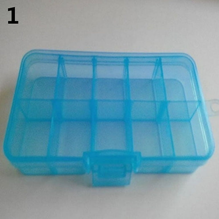Storage Box Plastic 10 Slots Adjustable Jewelry Storage Box Pill