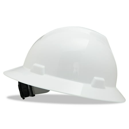 MSA V-Gard Full-Brim Hard Hats, Ratchet Suspension, Size 6 1/2 - 8,
