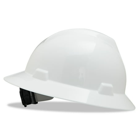 MSA V-Gard Full-Brim Hard Hats, Ratchet Suspension, Size 6 1/2 - 8, (Best Construction Hard Hats)