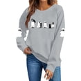 thumbnail image 3 of qolati Halloween Sweatshirts for Women Cute Ghost Pumpkin Graphic Crewneck Pullover Thanksgiving Day Fleece Lined Sweater Fall Casual Long Sleeve Holiday Tops, 3 of 6
