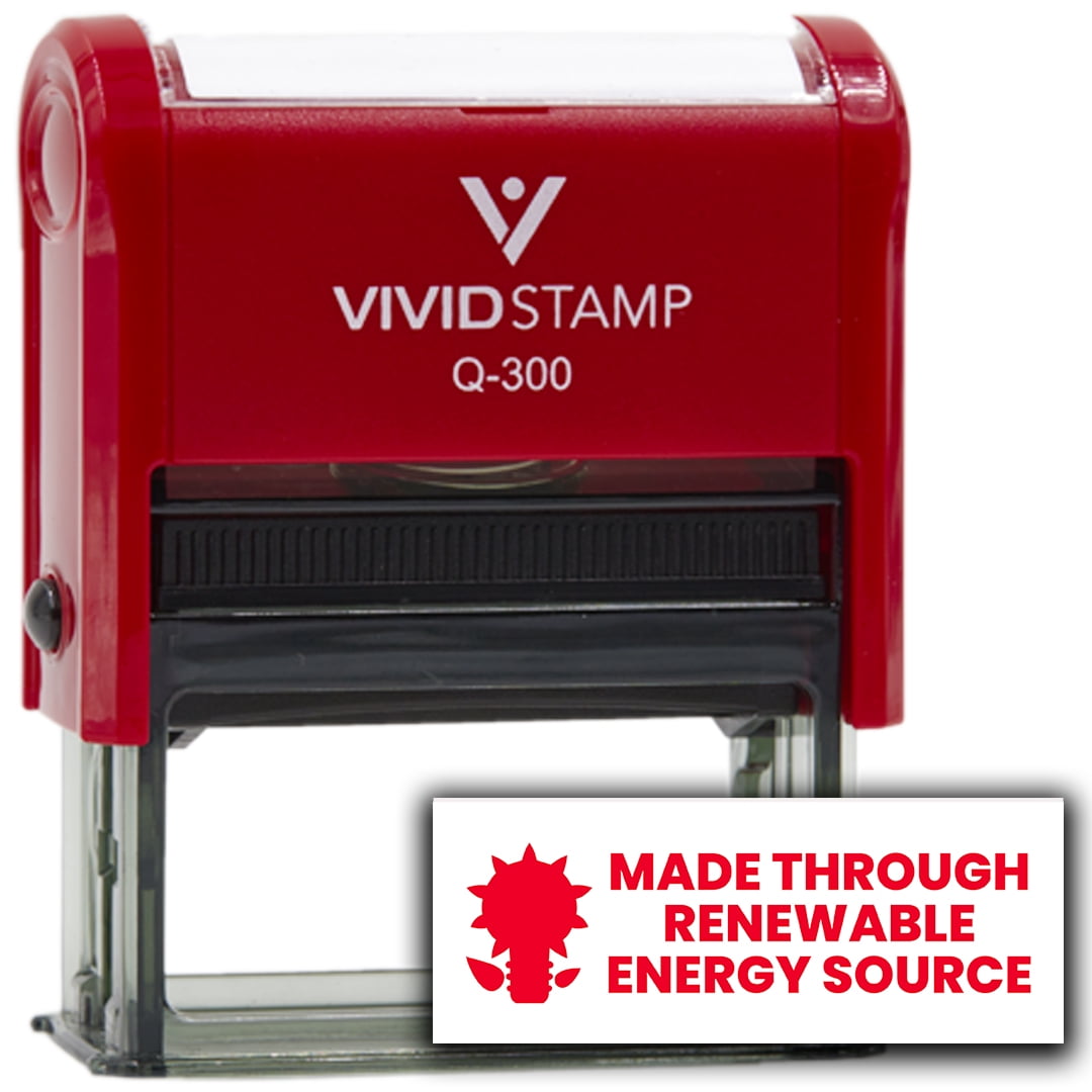 (3 pack) All Quality Made through Renewable Energy Source Self-Inking Rubber Stamp (Red Ink) - Q-300