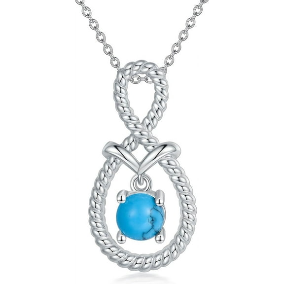 SOULMEET Infinity Necklace with Turquoise Hanging Friendship Pendant Dainty Eternity 925 Sterling Silver Necklace Jewelry for Women
