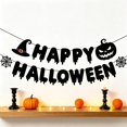 thumbnail image 3 of Halloween Banner 8.2 Ft HAPPY HALLOWEEN, Black Dripping Letters with Pumpkin String Flags, Spooky Party Garland for Haunted House, Trick-or-Treat, School, Office, and Indoor Outdoor Decor, 3 of 8