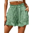 thumbnail image 1 of Women Summer Boho Wide Leg Shorts Floral Print Elastic Waist Lace Up Ruffle Hem Pants Loose Fit Straight Athletic Trousers with Pockets, 1 of 2