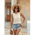 thumbnail image 4 of Women Cute Crop Sweaters Vest Knit Sleeveless Pullover Tops Crochet Ruffle Hem Tank Beige M, 4 of 8