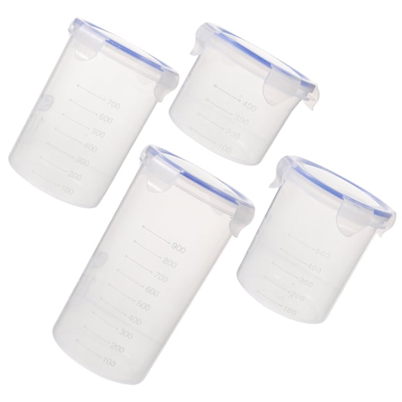 LOLIPPYY 4Pcs Reusable Transparent PP Grains Sealed Container Kitchen Storage Jars with Airtight Lids