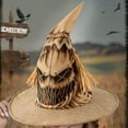 thumbnail image 5 of Halloween Scarecrow Patch Witch Hat Brown Scarecrow Wizard Hat for Women Halloween Party Cosplay Costume Headwear Accessory, 5 of 7